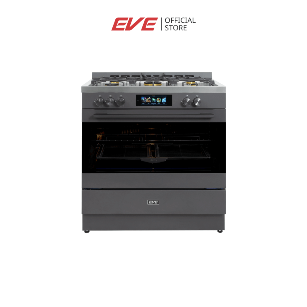 เตาแก๊สพร้อมเตาอบตั้งพื้น FREESTANDING แบรนด์ EVE รุ่น JASPER MATT สีเทาดำ ขนาด 90 เซนติเมตร_12